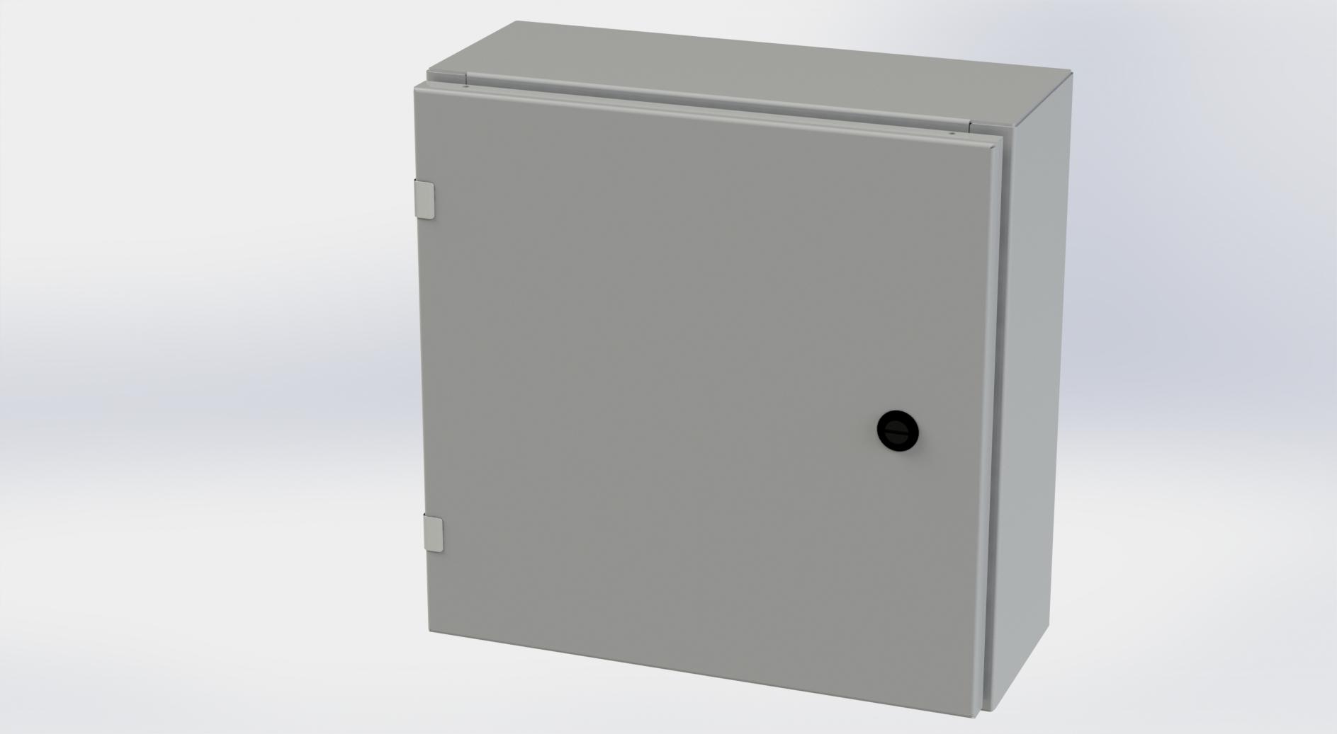 Saginaw Control SCE-16EL1606LP EL Enclosure, Height:16.00", Width:16.00", Depth:6.00", ANSI-61 gray powder coating inside and out. Optional sub-panels are powder coated white.
