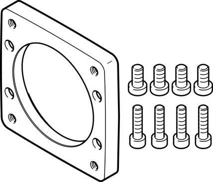Festo 2222624 motor flange EAMF-A-62B-80P Assembly position: Any, Storage temperature: -25 - 60 °C, Relative air humidity: 0 - 95 %, Ambient temperature: -10 - 60 °C, Product weight: 121 g