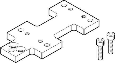 Festo 2349282 adapter plate DAMF-25-FKP Size: 25, Corrosion resistance classification CRC: 1 - Low corrosion stress, Ambient temperature: -10 - 60 °C, Product weight: 265 g, Materials note: Conforms to RoHS