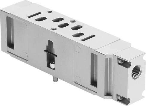 Festo 544434 vertical pressure supply plate VABF-S3-1-P1A3-G14 For valve terminal VDMA-01/02, standard port pattern to 15407-1, for mounting between manifold sub-base and valve. Width: 26 mm, Based on the standard: ISO 15407-1, Assembly position: Any, Pneumatic vertic