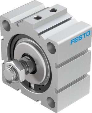Festo 188321 short-stroke cylinder ADVC-80-15-A-P No facility for sensing, piston-rod end with male thread. Stroke: 15 mm, Piston diameter: 80 mm, Based on the standard: (* ISO 6431, * Hole pattern, * VDMA 24562), Cushioning: P: Flexible cushioning rings/plates at bot