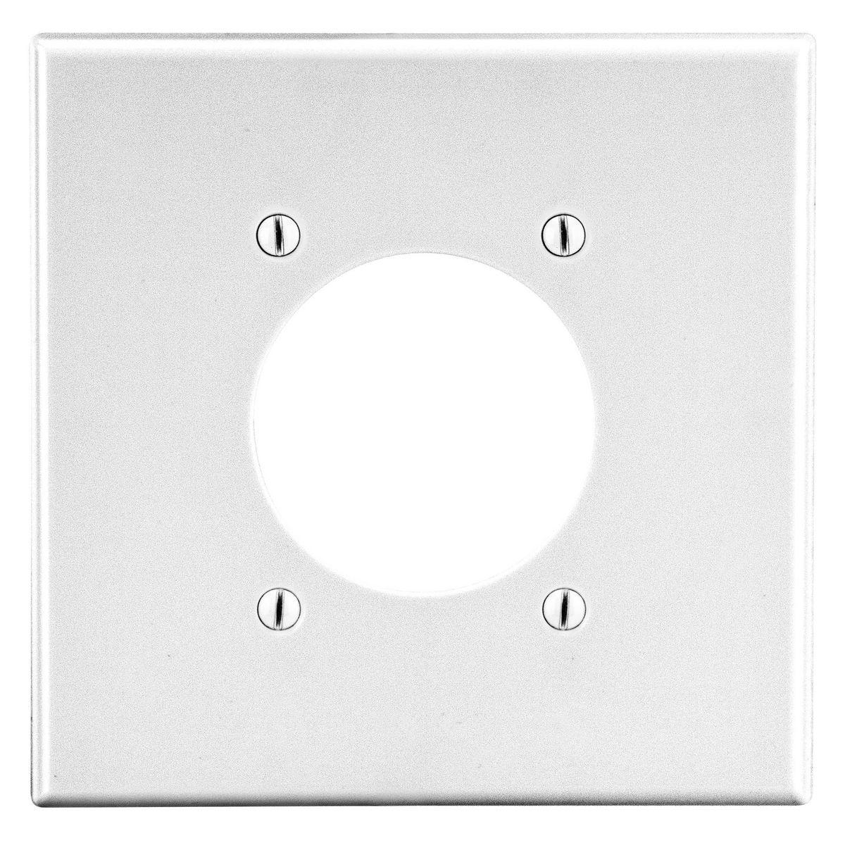 Hubbell PJ703W Wallplate,  Mid-Size 2-Gang, 2.15" Opening, White  ; High-impact, self-extinguishing polycarbonate material ; More Rigid ; Sharp lines and less dimpling ; Smooth satin finish ; Blends into wall with an optimum finish ; Smooth Satin Finish