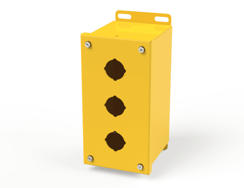 Saginaw Control SCE-3PBX-RAL1018 PBX Enclosure, Height:8.00", Width:4.00", Depth:4.75", RAL 1018 Yellow powder coat inside and out.
