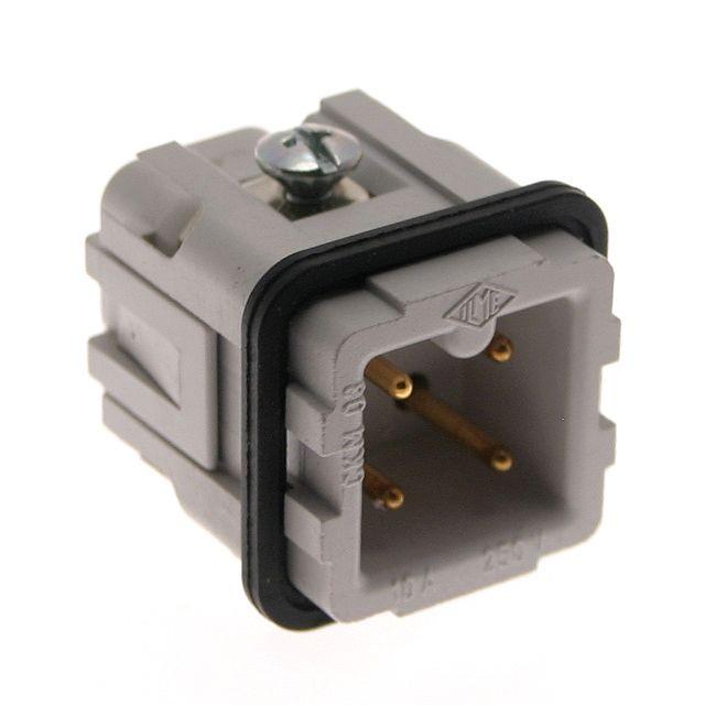 Mencom CKMD-03 Standard, CK series, Male Rectangular Insert, size 21.21, 4 pin, 10 amp, Screw, Gold Plated Contacts
