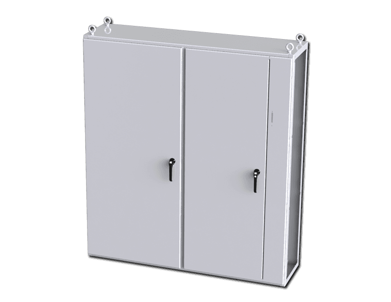 Saginaw Control SCE-TD201805LG 2DR IMS Disc. Enclosure, Height:78.74", Width:70.87", Depth:18.00", Powder coated RAL 7035 gray inside and out.