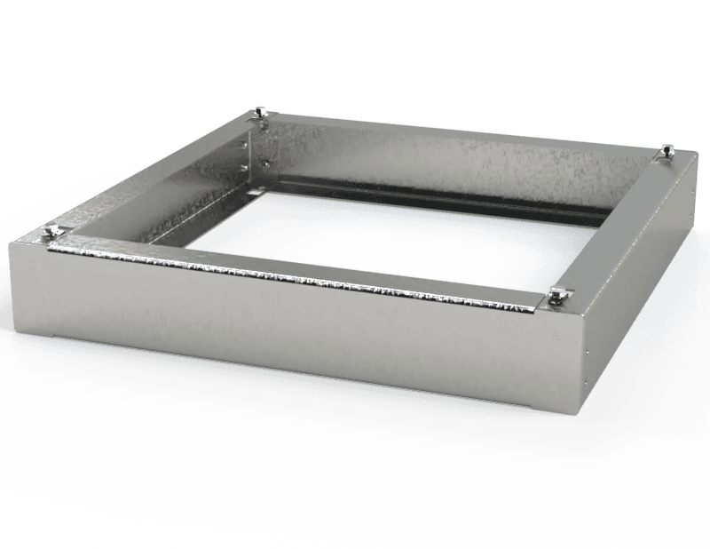 Saginaw Control SCE-P2424SSWS 	Base, Work Station Plinth (Bolt Together), Height:4.00", Width:24.25", Depth:24.25", Type 304 Stainless Steel, #4 Brushed Finish