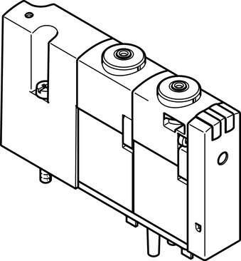 Festo 565449 solenoid valve VOVC-BT-T32C-MH-F-1T1 Valve function: 2x3/2 closed, monostable, Type of actuation: electrical, Valve size: 10 mm, Operating pressure: 0 - 8 bar, Design structure: Poppet valve with spring return