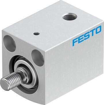 Festo 188087 short-stroke cylinder AEVC-12-10-A-P No facility for sensing, piston-rod end with male thread. Stroke: 10 mm, Piston diameter: 12 mm, Spring return force, retracted: 4 N, Cushioning: P: Flexible cushioning rings/plates at both ends, Assembly position: Any