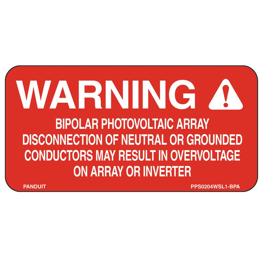 Panduit PPS0204WSL1-BPA Solar Label