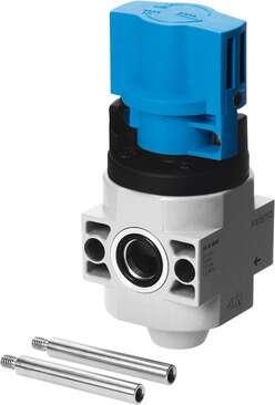 Festo 170681 on-off valve HE-D-MINI For service units, without threaded connection plates with FRB threaded pin Design structure: Piston slide, Type of actuation: manual, Sealing principle: soft, Exhaust-air function: not throttleable, Manual override: None