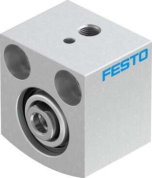 Festo 188099 short-stroke cylinder AEVC-16-5-I-P No facility for sensing, piston-rod end with female thread. Stroke: 5 mm, Piston diameter: 16 mm, Spring return force, retracted: 5 N, Cushioning: P: Flexible cushioning rings/plates at both ends, Assembly position: Any