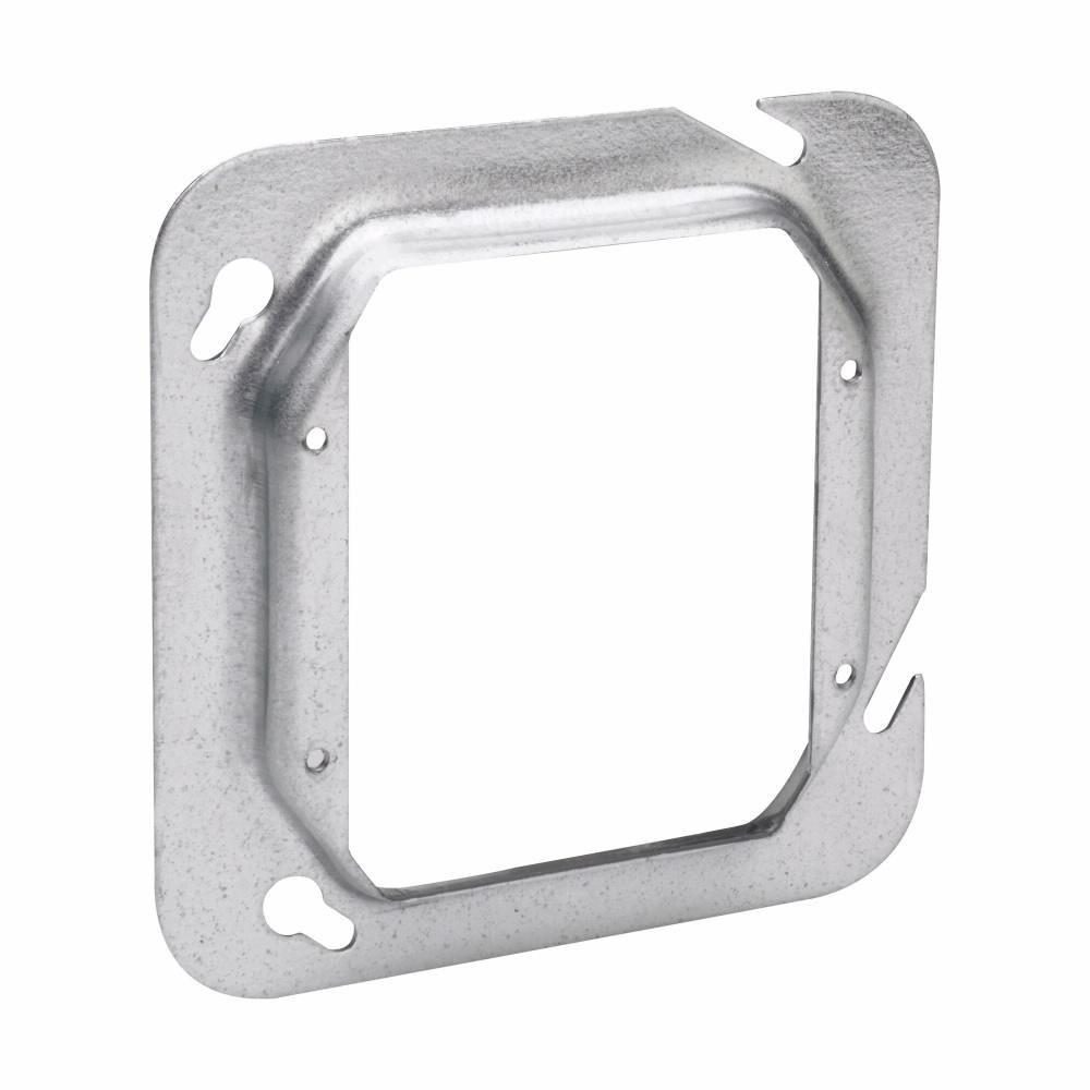 Eaton Corp TP587 Eaton Crouse-Hinds series Square Cover, 4-11/16", Natural, Raised surface, two device, Steel, 5/8" raised, 8.0 cubic inch capacity