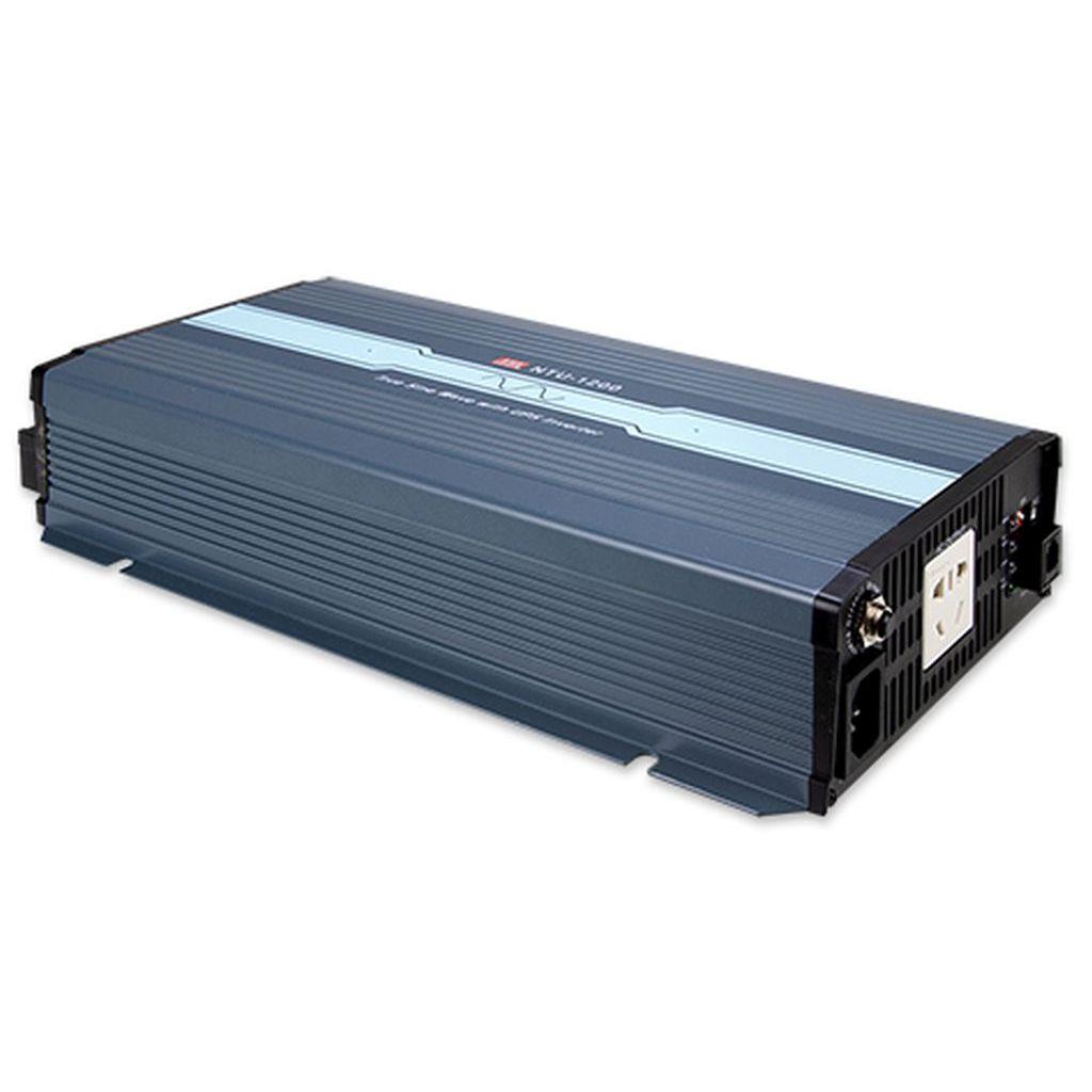 MEAN WELL NTU-1200-248CN DC-AC True Sine Wave Inverter 1200W with UPS; Input 48Vdc; Output 200/220/230/240VAC selectable by DIP switches; remote ON/OFF; Fanless design; AC output socket for China