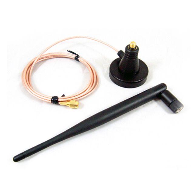 Mencom ANT-WS-AB-RM-05-180 IEEE 802.11 b/g 2.4 GHz, Single Band, omni-directional antenna, 5dBi, RP-SMA(M), with 180cm Cable, with Base