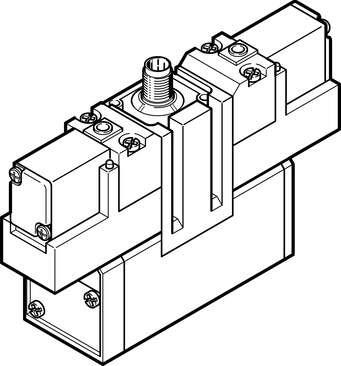 Festo 184510 solenoid valve JMEBDH-5/2-D-3-ZSR-C With domininating signal, with central plug connector Valve function: 5/2 bistable-dominant, Type of actuation: electrical, Width: 65 mm, Standard nominal flow rate: 4500 l/min, Operating pressure: 2 - 10 bar