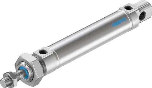 Festo 19247 standards-based cylinder DSNU-25-80-PPV-A Based on DIN ISO 6432, for proximity sensing. Various mounting options, with or without additional mounting components. With adjustable end-position cushioning. Stroke: 80 mm, Piston diameter: 25 mm, Piston rod th
