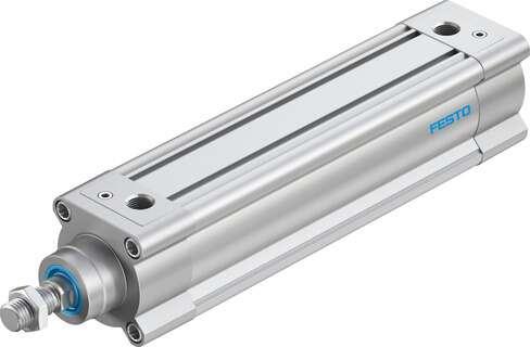 Festo 1383585 standards-based cylinder DSBC-63-200-PPVA-N3 With adjustable cushioning at both ends. Stroke: 200 mm, Piston diameter: 63 mm, Piston rod thread: M16x1,5, Cushioning: PPV: Pneumatic cushioning adjustable at both ends, Assembly position: Any