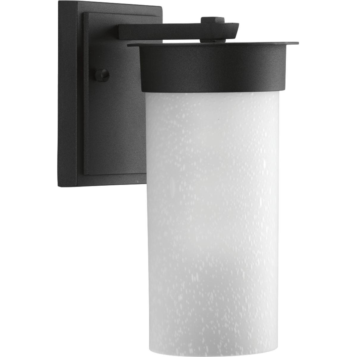 Hubbell P5624-31 The Hawthorn outdoor lantern collection takes a modern approach to the popular Prairie design style. One-light large cast aluminum hanging lantern in a Black finish with etched seeded glass.  ; Takes a modern approach to the popular Prairie design style. 
