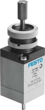 Festo 7334 finger lever valve H-4/3-M5 Valve function: 4/3 exhausted, Type of actuation: manual, Standard nominal flow rate: 125 l/min, Operating pressure: 0 - 8 bar, Type of reset: mechanical spring