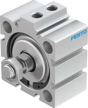 Festo 188272 short-stroke cylinder ADVC-50-10-A-P No facility for sensing, piston-rod end with male thread. Stroke: 10 mm, Piston diameter: 50 mm, Based on the standard: (* ISO 6431, * Hole pattern, * VDMA 24562), Cushioning: P: Flexible cushioning rings/plates at bot