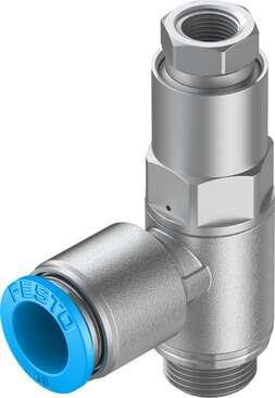Festo 530042 Piloted check valve HGL-1/4-QS-10 With sealing ring OL, with QS push-in fitting. Valve function: piloted non-return function, Pneumatic connection, port  1: QS-10, Pneumatic connection, port  2: G1/4, Type of actuation: pneumatic, Pilot air port 21: G1/8