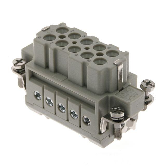 Mencom CDAF-10X Standard, CDA series, Female Rectangular Insert, size 49.16, 10 pin, 16 amp, Screw, w/o pressure plate