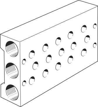 Festo 11901 manifold block PRS-1/8-5-B Max. number of valve positions: 5, Product weight: 650 g, Mounting type: with through hole, Pneumatic connection, port  1: G3/8, Pneumatic connection, port  3: G3/8
