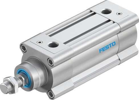 Festo 2125492 standards-based cylinder DSBC-63-60-PPVA-N3 With adjustable cushioning at both ends. Stroke: 60 mm, Piston diameter: 63 mm, Piston rod thread: M16x1,5, Cushioning: PPV: Pneumatic cushioning adjustable at both ends, Assembly position: Any