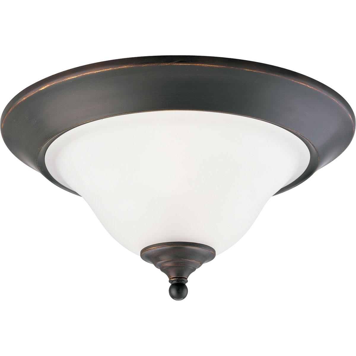 Hubbell P3476-20 Two-light close-to-ceiling fixture featuring soft angles, curving lines and etched glass shades. Gracefully exotic, the Trinity Collection offers classic sophistication for transitional interiors. Sculptural forms of metal and glass are enhanced by a clas