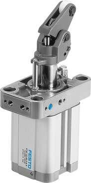 Festo 164880 stopper cylinder STAF-32-20-P-A-K With toggle lever and built-in flange plate. Stroke: 20 mm, Piston diameter: 32 mm, Cushioning: P: Flexible cushioning rings/plates at both ends, Assembly position: Vertical, Mode of operation: (* single-acting, * pulling