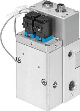 Festo 8071579 valve unit VPCB-6-L-8-G38-10-F-D3-T22-M Valve function: 3-way proportional-pressure regulator, Design structure: (* Piston slide, * With built-in pressure sensors), Type of piloting: direct, Type of actuation: electrical, Type of reset: Magnetic spring