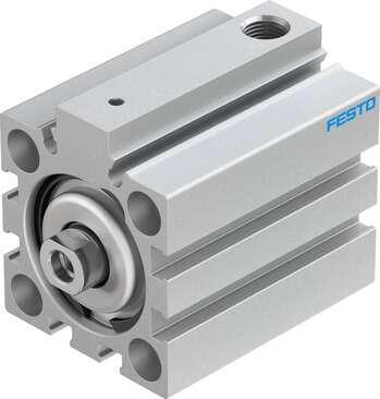 Festo 188194 short-stroke cylinder AEVC-32-25-I-P-A For proximity sensing, piston-rod end with female thread. Stroke: 25 mm, Piston diameter: 32 mm, Spring return force, retracted: 22 N, Based on the standard: (* ISO 6431, * Hole pattern, * VDMA 24562), Cushioning: P: