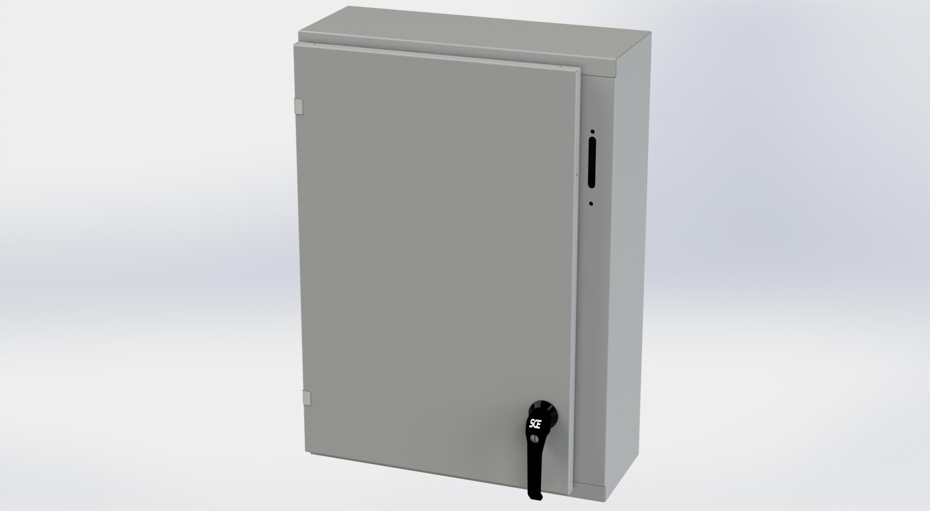 Saginaw Control SCE-30XEL2108LP XEL LP Enclosure, Height:30.00", Width:21.38", Depth:8.00", ANSI-61 gray powder coating inside and out. Optional sub-panels are powder coated white.