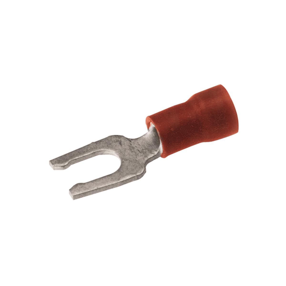 Hubbell BA16EL10 Vinyl Locking Fork Terminal For 22 - 16 AWG.  ; Features: Locking Fork Tongue Design: Allows Fast Installation-Screw Only Has To Be Loosened For Termination, Internal Configuration Of The Fork: Prevents The Terminal From Coming Off The Screw Without Apply