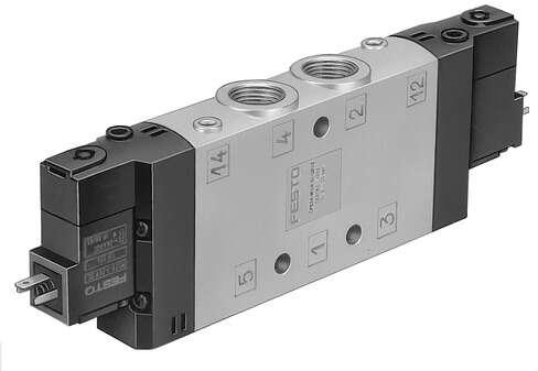 Festo 170339 solenoid valve CPE24-M3H-5/3E-3/8 High component density Valve function: 5/3 exhausted, Type of actuation: electrical, Width: 24 mm, Standard nominal flow rate: 2650 l/min, Operating pressure: 2,5 - 10 bar