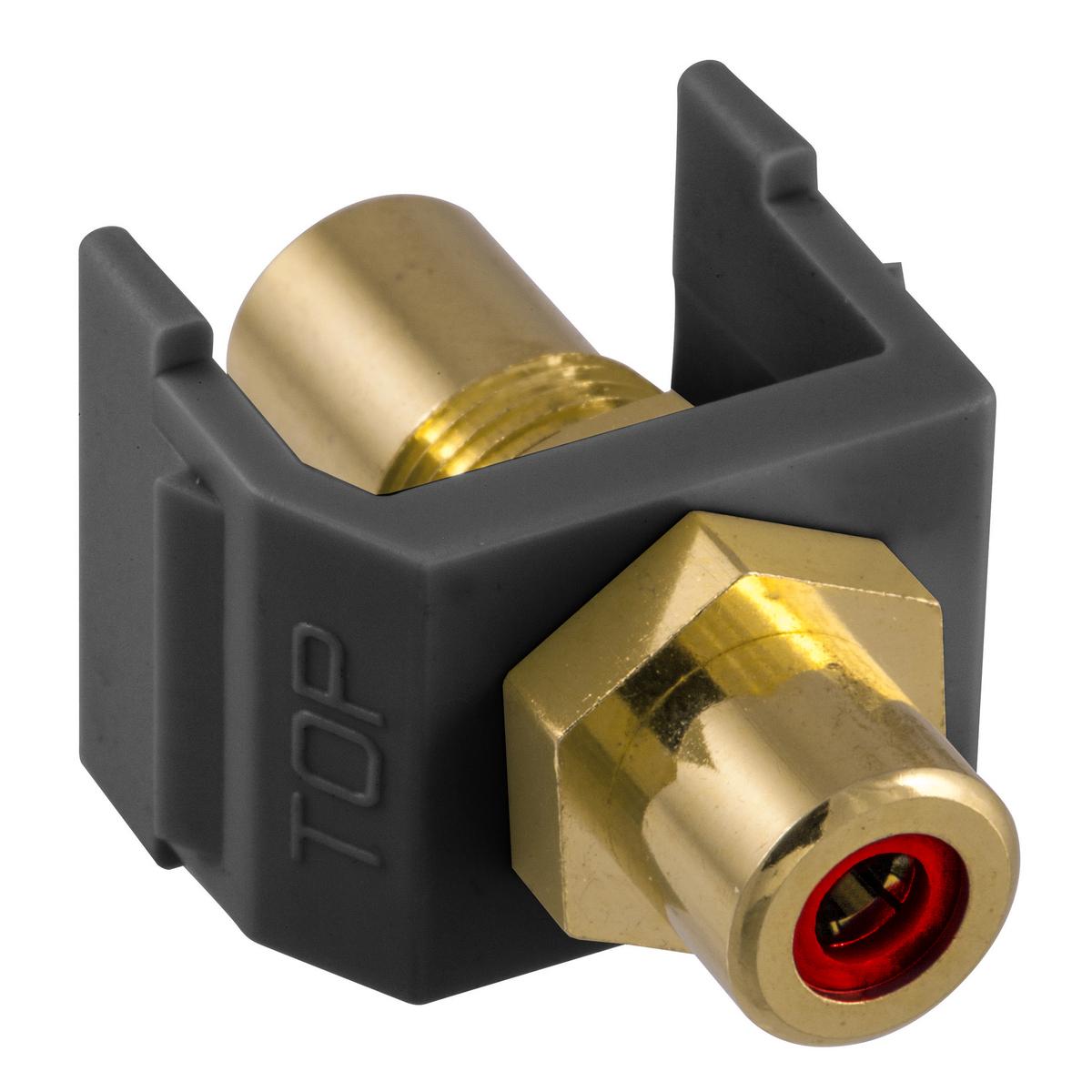 Hubbell SFRCRFFBK RCA Connector, Female to Female, Red Insulator, Black Housing  ; High quality Gold plating ; Seamless Hubbell system integration ; Deliver composite, component or digital signals ; Standard Product