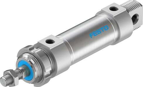 Festo 196021 round cylinder DSNU-32-40-PPV-A For position sensing, with adjustable end-position cushioning. Various mounting options, with or without additional mounting components. Stroke: 40 mm, Piston diameter: 32 mm, Piston rod thread: M10x1,25, Cushioning: PPV: P