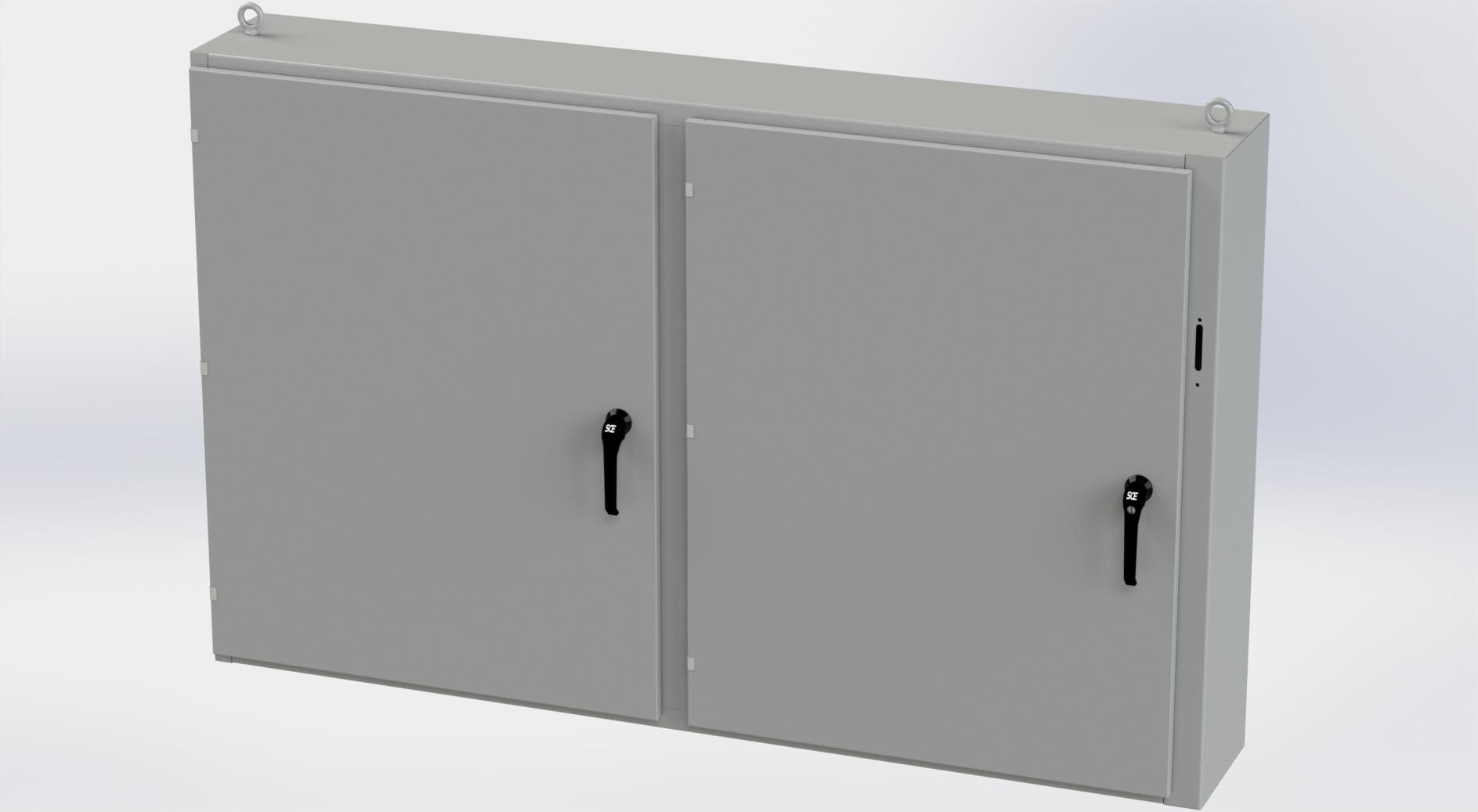 Saginaw Control SCE-48X2D7812 2DR Disc. Enclosure, Height:48.00", Width:77.75", Depth:12.00", ANSI-61 gray powder coating inside and out. Optional sub-panels are powder coated white.
