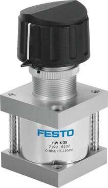 Festo 7199 selector switch HW-6-38 Valve function: 8/6 bistable, Standard nominal flow rate: 180 l/min, Operating pressure: 0 - 8 bar, Type of piloting: direct, Nominal tightening torque: 1,7 Nm