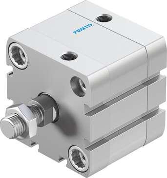 Festo 536312 compact cylinder ADN-50-15-A-P-A Per ISO 21287, with position sensing and external piston rod thread Stroke: 15 mm, Piston diameter: 50 mm, Piston rod thread: M12x1,25, Cushioning: P: Flexible cushioning rings/plates at both ends, Assembly position: Any