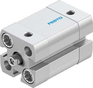 Festo 536212 compact cylinder ADN-12-10-I-P-A With position sensing and internal piston rod thread Stroke: 10 mm, Piston diameter: 12 mm, Piston rod thread: M3, Cushioning: P: Flexible cushioning rings/plates at both ends, Assembly position: Any