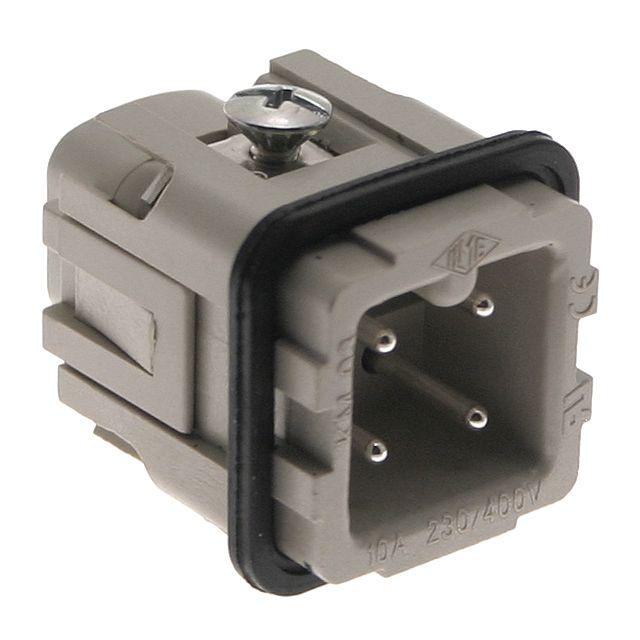Mencom CKM-03 Standard, CK series, Male Rectangular Insert, size 21.21, 4 pin, 10 amp, Screw, Silver Plated Contacts