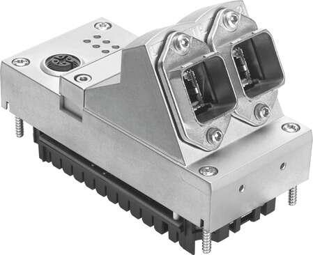 Festo 548751 bus node CPX-M-FB34 for modular electrical terminal CPX. Dimensions W x L x H: (* (including interlinking block), * 50 mm x 107 mm x 80 mm), Fieldbus interface: 2x RJ45 push-pull socket, AIDA, Device-specific diagnostics: (* Channel and module-oriented di