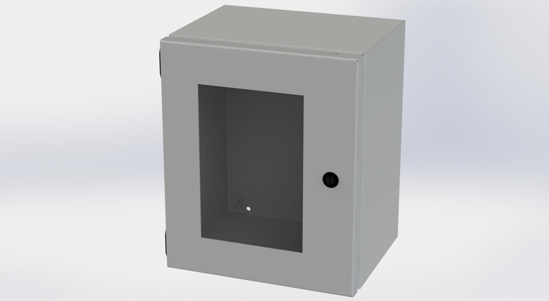Saginaw Control SCE-12108ELJW ELJ Enclosure W/Viewing Window, Height:12.00", Width:10.00", Depth:8.00", ANSI-61 gray powder coating inside and out. Optional sub-panels are powder coated white.