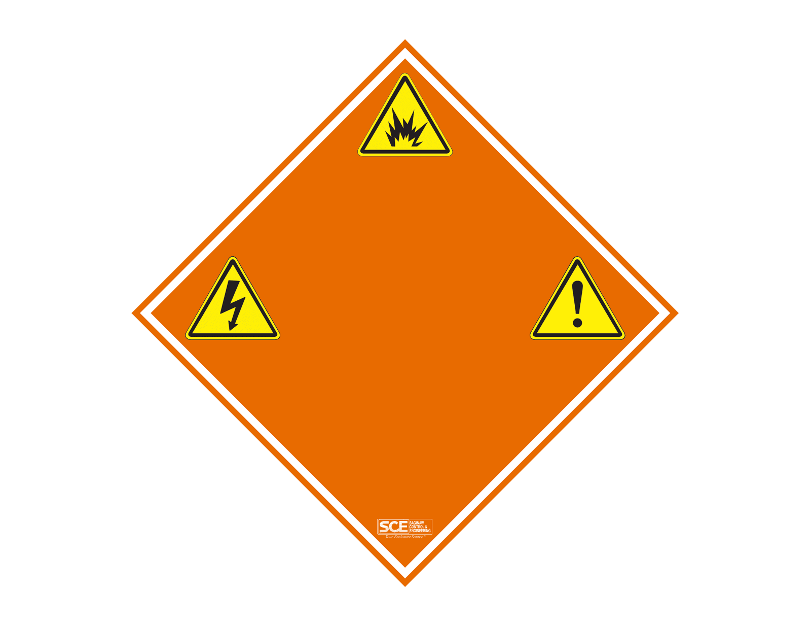 Saginaw Control SCE-OCL24 Caution Label with Warning Symbols (Qty 5), Height:24.00", Width:24.00", Depth:0.08", 