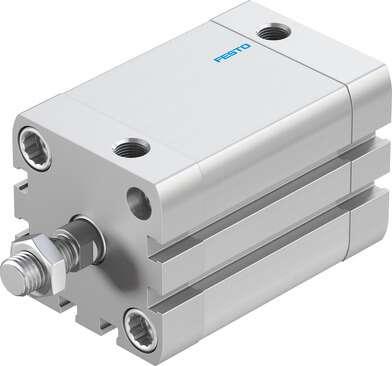 Festo 572678 compact cylinder ADN-40-40-A-PPS-A with self-adjusting pneumatic end position cushioning Stroke: 40 mm, Piston diameter: 40 mm, Piston rod thread: M10x1,25, Cushioning: PPS: Self-adjusting pneumatic end-position cushioning, Assembly position: Any