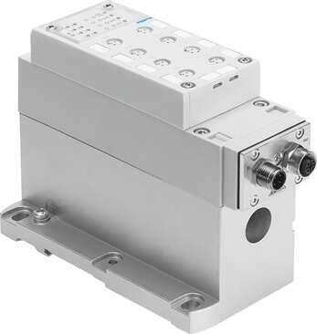 Festo 549043 electrical interface VABE-S6-1LF-C-A8-E Assembly position: Any, Fieldbus interface: (* Socket M12x1/4-pin, * Plug, M12x, 4-pin), Max. number of solenoid coils: 8, Number of slaves per device: 2, Maximum number of outputs: 8