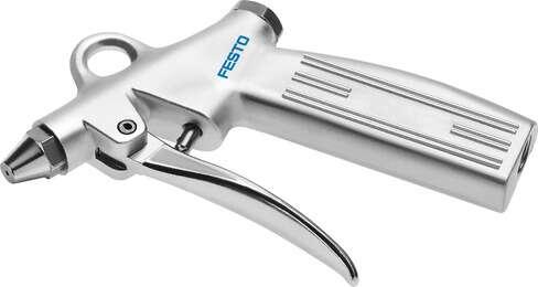 Festo 35528 low consumption air gun LSP-1/4-D Die-cast metal design. Exhaust-air function: Air jet can be dosed, Operating pressure: 0 - 10 bar, Flow rate to atmosphere: 120 l/min, Standard nominal flow rate: 120 l/min, Operating medium: Compressed air in accordance 