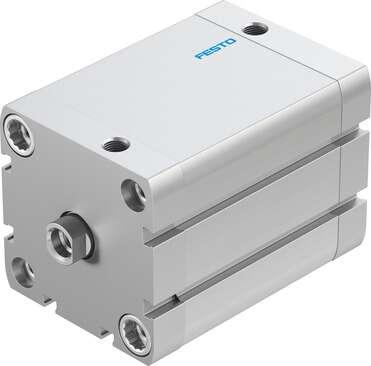 Festo 536349 compact cylinder ADN-63-60-I-P-A Per ISO 21287, with position sensing and internal piston rod thread Stroke: 60 mm, Piston diameter: 63 mm, Piston rod thread: M10, Cushioning: P: Flexible cushioning rings/plates at both ends, Assembly position: Any