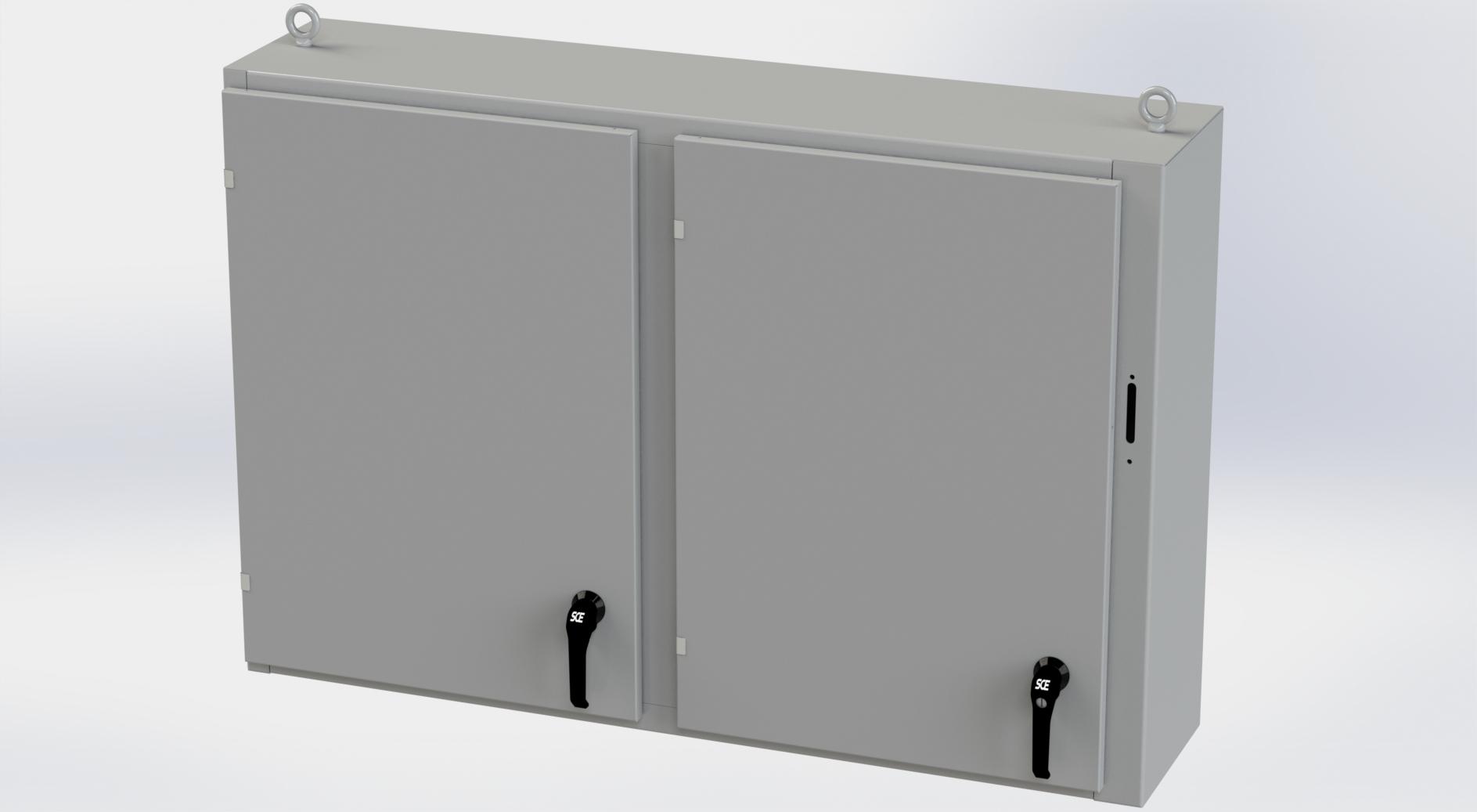 Saginaw Control SCE-36X2D5412 2DR Disc. Enclosure, Height:36.00", Width:53.75", Depth:12.00", ANSI-61 gray powder coating inside and out. Optional sub-panels are powder coated white.
